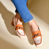 THE AUSTIN - Ivory Tan Mule Loafer Block Heels